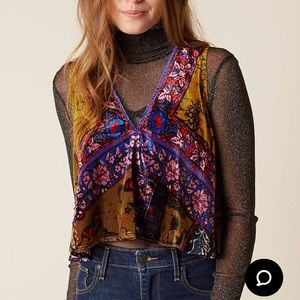 Free People Black Mesh Glitter Sparkle Top S